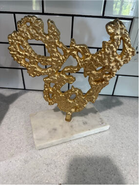 Gold Abstract on Marble Stand